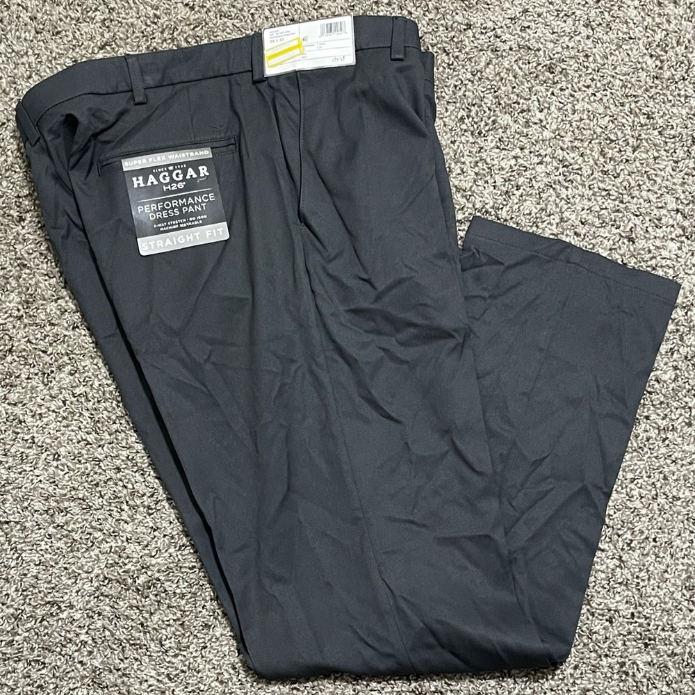 Haggar Black Performance Dress Pants - Straight Fit